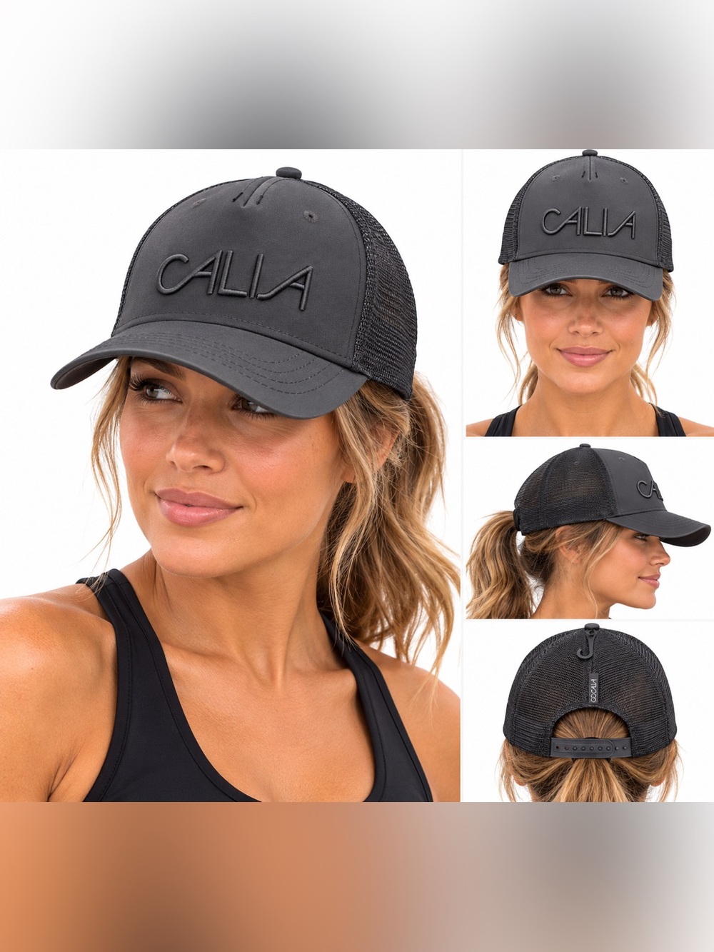 CALIA Women's Black Trucker Hat Mesh snapback Embroidered Logo OSFA NWOT